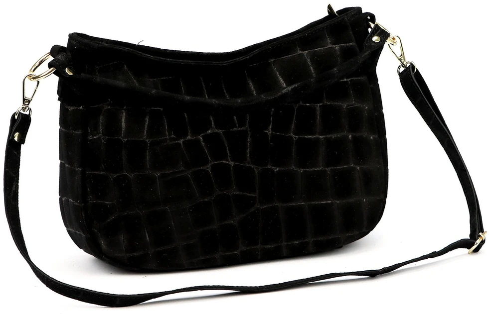 Odinė moteriška rankinė per petį Luka 24-085 Croco Gold