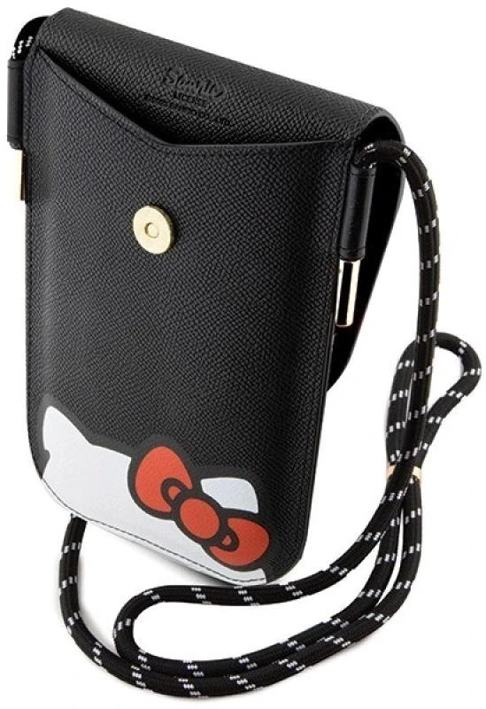 Hello Kitty HKOWBPSCKEK juodos spalvos odinė rankinė su paslėpta kačiuko virvele
