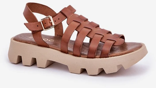 Odinės moteriškos basutės Zazoo camel spalvos