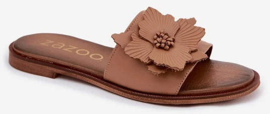 Odinės moteriškos šlepetės Zazoo 40477 Cappuccino