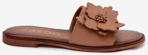 Odinės moteriškos šlepetės Zazoo 40477 Cappuccino