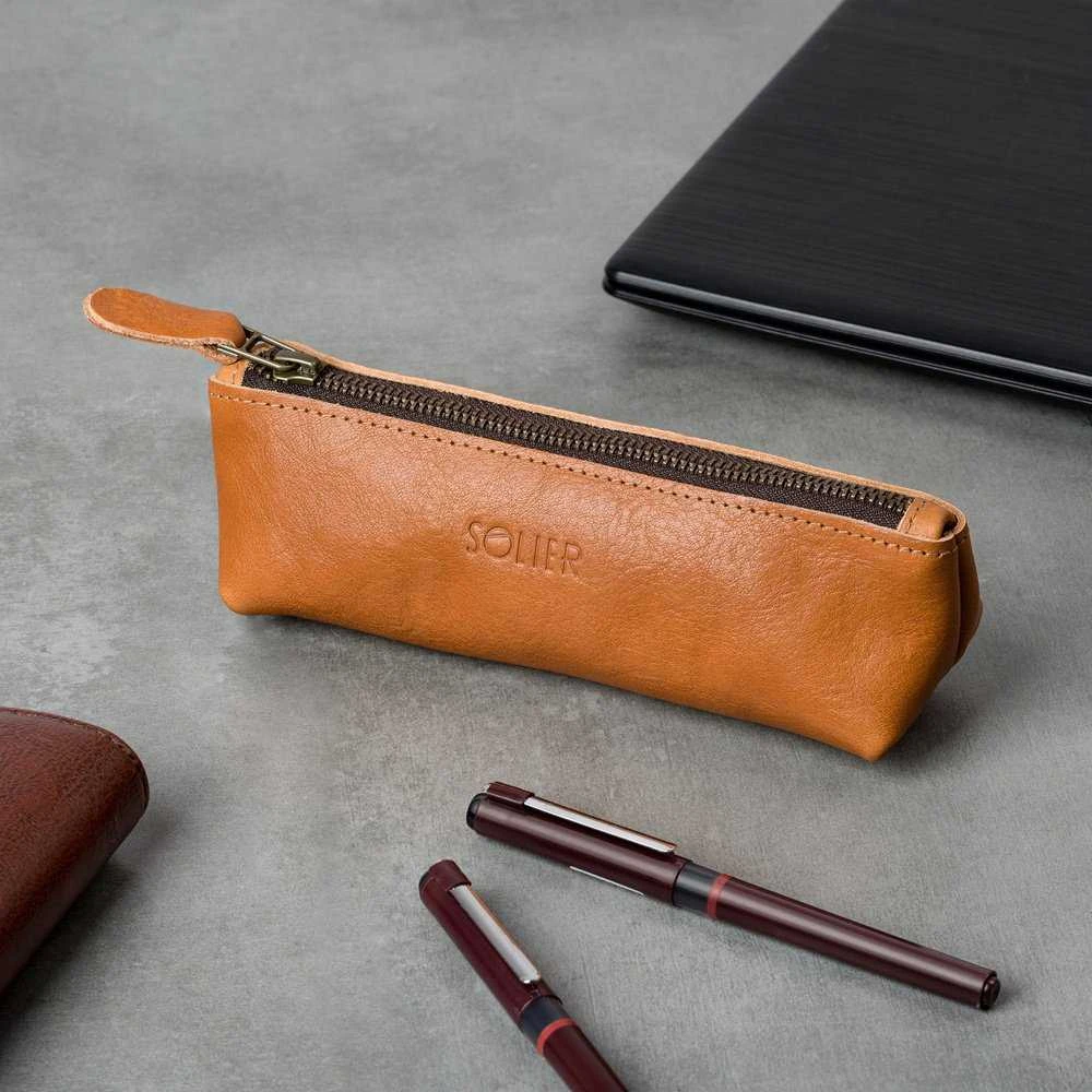 Solier Accessories Leather pencil case Solier SA51 graphite
