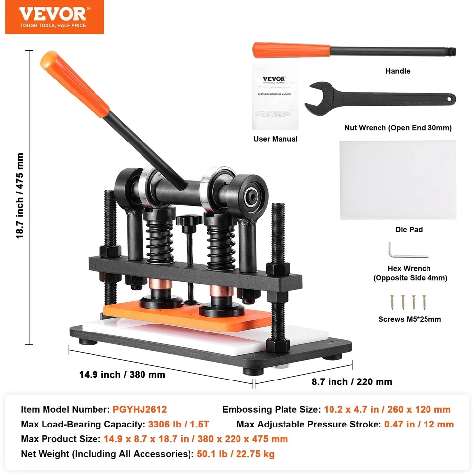 VEVOR Odos pjovimo mašina 260 x 120 mm