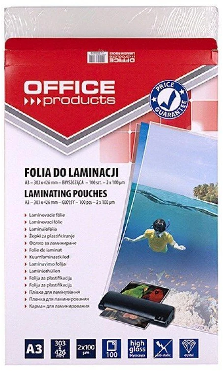 Pbs Connect BIURO ĮRANGA Laminavimo plėvelės, A3, 2x100 mikronų, blizgios, 100 lapų, skaidrios