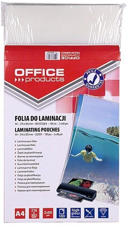 Pbs Connect BIURO ĮRANGA Laminavimo plėvelės, A4, 2x80 mikronų, blizgios, 100 lapų, skaidrios