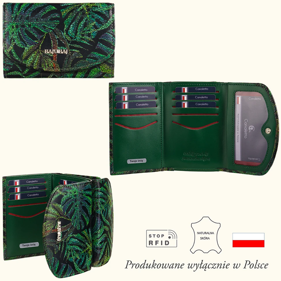 OLIMPIA Personalizowany portfel damski žalia BajuBaj