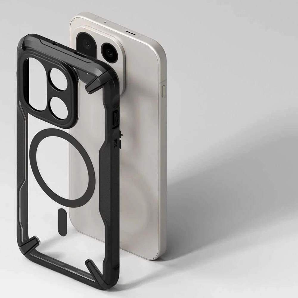 „Ringke Fusion X“ magnetinis „MagSafe“ dėklas, skirtas „OnePlus 15“ – skaidrus, juodas
