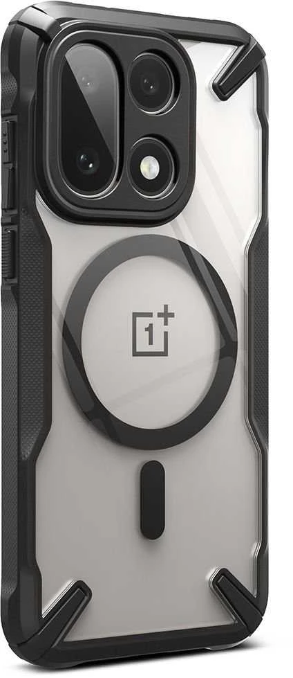 „Ringke Fusion X“ magnetinis „MagSafe“ dėklas, skirtas „OnePlus 15“ – skaidrus, juodas