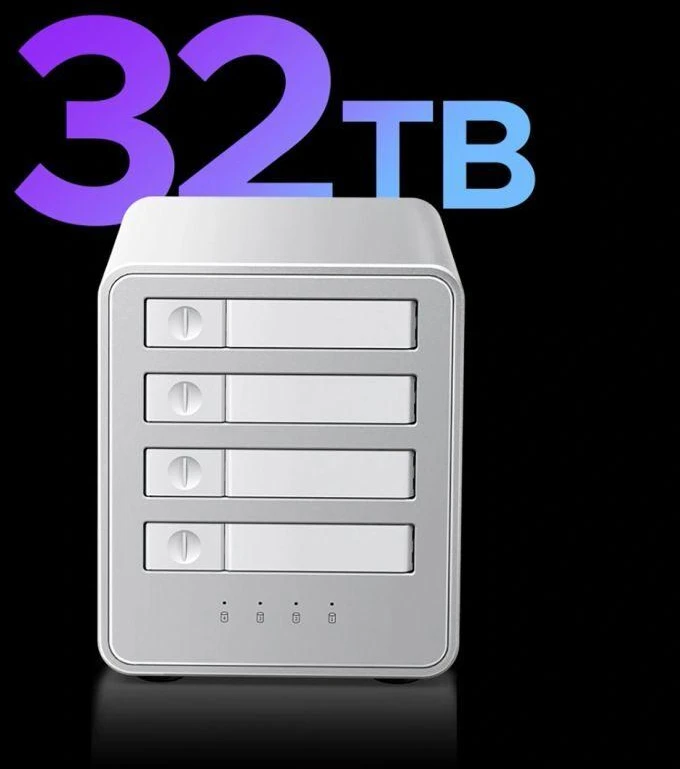 „Orico 8848U4 DAS“ serijos 4 lizdų M.2 NVMe SSD diskų masyvas - Baltas