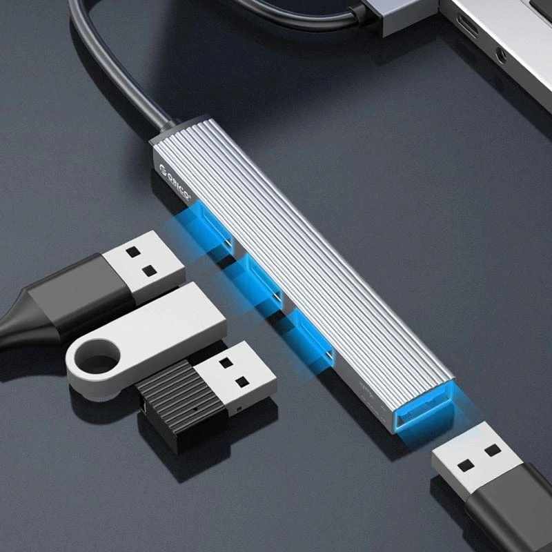 Orico AH-A13 USB-A šakotuvo prijungimo stotelė 1x USB-A 3.0 + 3x USB-A 2.0 – pilkos spalvos