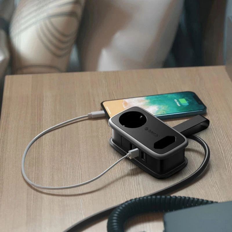 Orico APP 15.5W 5in1 maitinimo blokas 2x AC + 2x USB-A + 1x USB-C - Juodas