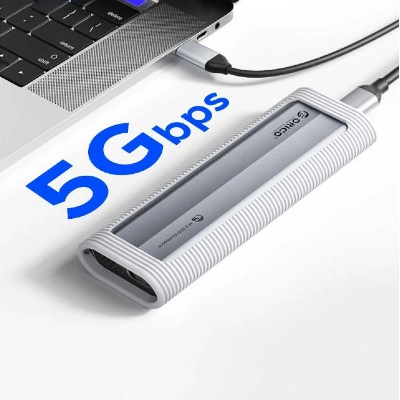 Disko dėžutė Orico AXM2-G2 M.2 NVME USB-C/USB-A na USB-C 10Gb/s – pilkos spalvos