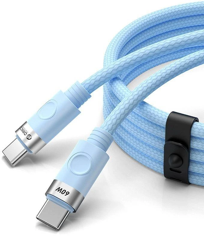 Orico CDX 60W 3A Power Delivery USB-C – USB-C kabelis 1m – mėlynos spalvos