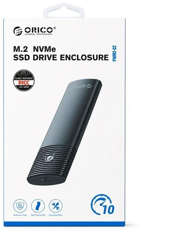 Kietasis diskas Orico PWM2 M.2 NGFF SATA USB-C 5Gb/s Disk Drive – juodos spalvos