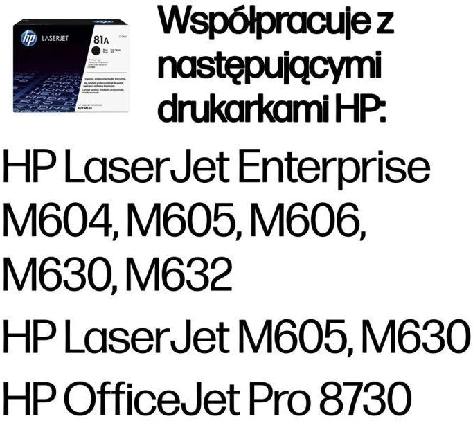 Hewlett Packard (HP) HP 81A Juodas Original LaserJet M604/M605/M606 Toneris Cartridge (~10,500 pages)