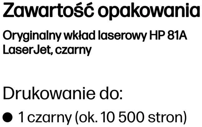 Hewlett Packard (HP) HP 81A Juodas Original LaserJet M604/M605/M606 Toneris Cartridge (~10,500 pages)