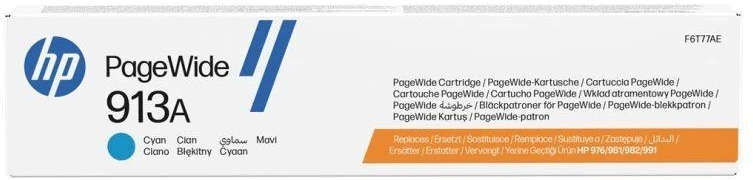 Hewlett Packard (HP) HP 913A žalsvai mėlyna originali kasetė „PageWide“ (3 000 puslapių)