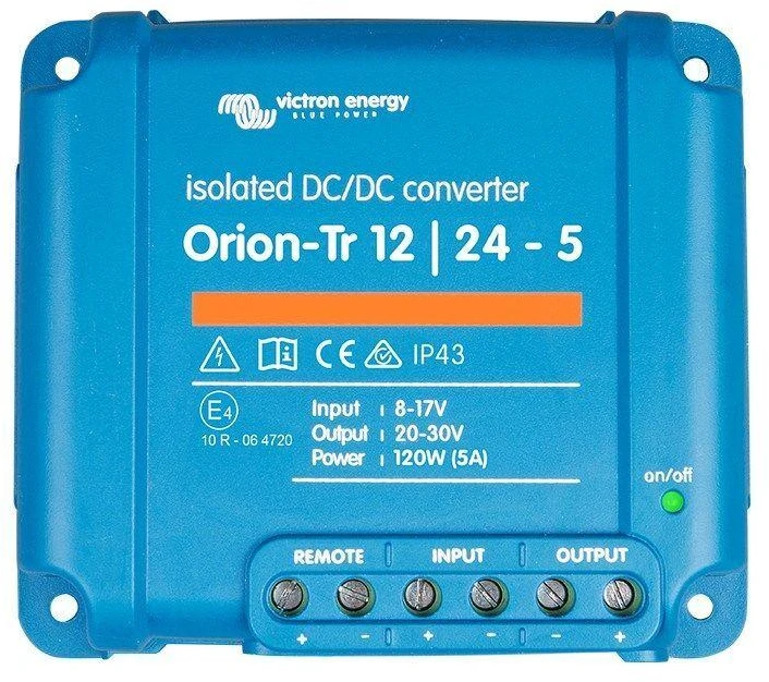 Įtampos keitiklis DC/DC 12V:24V 5A 120W Orion-Tr, galvaniškai izoliuotas, IP43, Victron energy