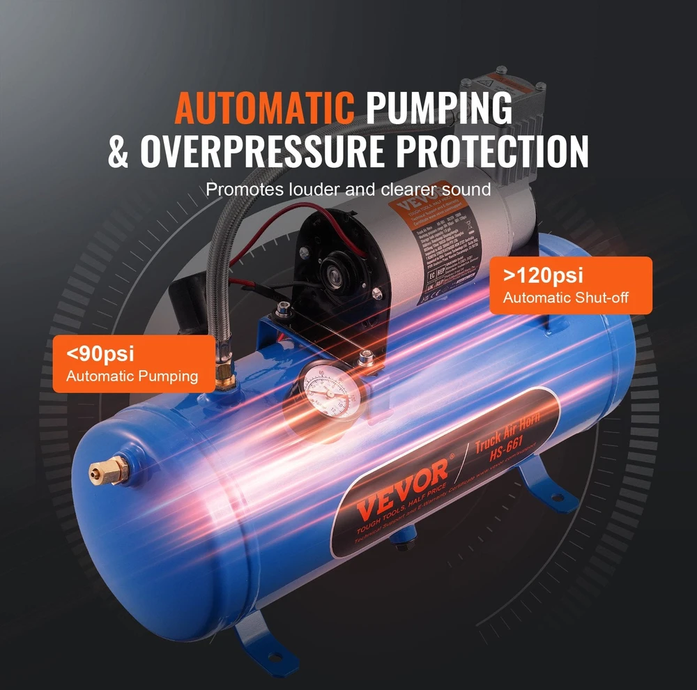 VEVOR 12V oro kompresorius su 6L talpa