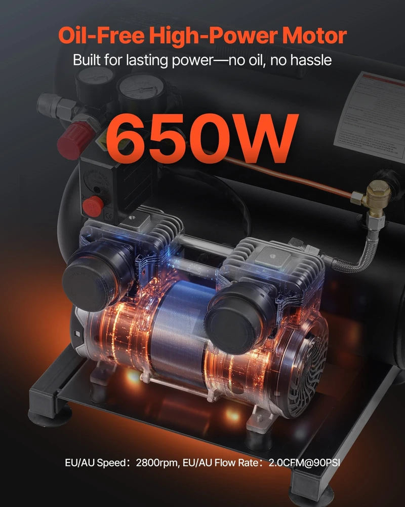 VEVOR Nešiojamas bealyvas oro kompresorius 18L 90 PSI