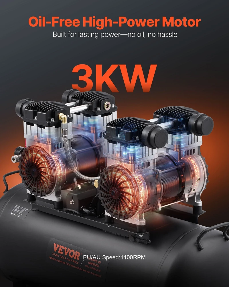 VEVOR Kompaktiškas nealyvuotas oro kompresorius 20 gal 90 PSI
