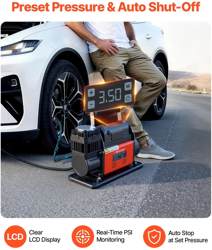 VEVOR 12V oro kompresorius su auto sustabdymu