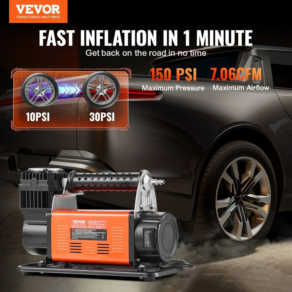 VEVOR 12V nešiojamas automobilių padangų kompresorius