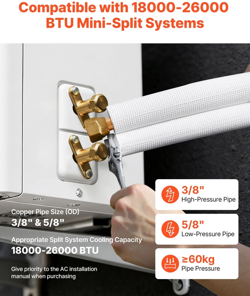 VEVOR 30,5 m kondicionieriaus jungtis mini split