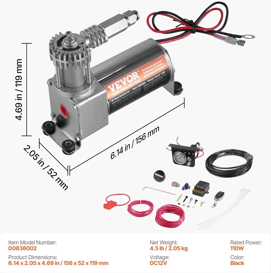 VEVOR Oro pakabos kompresoriaus rinkinys 12V
