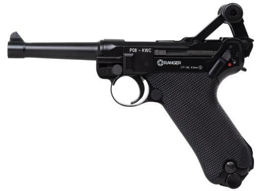 Oro pistoletas RANGER P08 Parabellum KWC kal. 4,5 mm BBs BLOW BACK 21 šūvio FULL METAL CO2 (AAKCMB410AZB)
