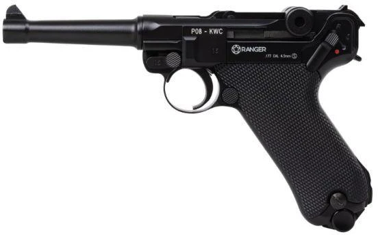 Oro pistoletas RANGER P08 Parabellum KWC kal. 4,5 mm BBs BLOW BACK 21 šūvio FULL METAL CO2 (AAKCMB410AZB)