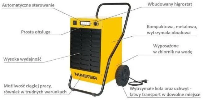 Sausintuvas Buitinis drėgmės surinkėjas Master DH 62; 890 W