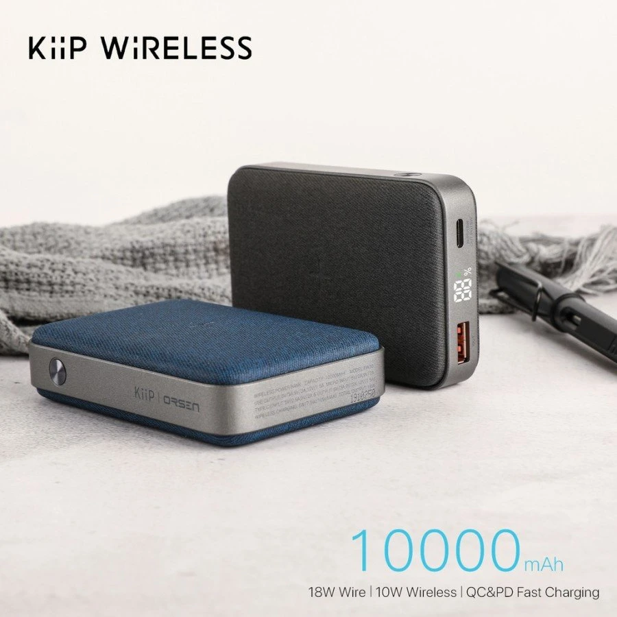 Orsen EW35 belaidė išorinė baterija 10000 mAh, juoda