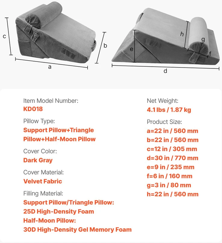 VEVOR Ergonominė ortopedinė atraminė pagalvė KD018 3in1
