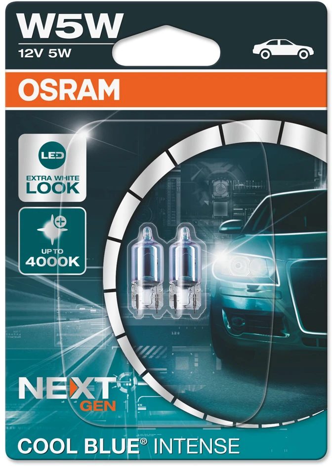 Osram lemputė W5W 5W Cool Mėlyna INTENSE NextGen. 4000K, 2825CBN-02B, 2vnt