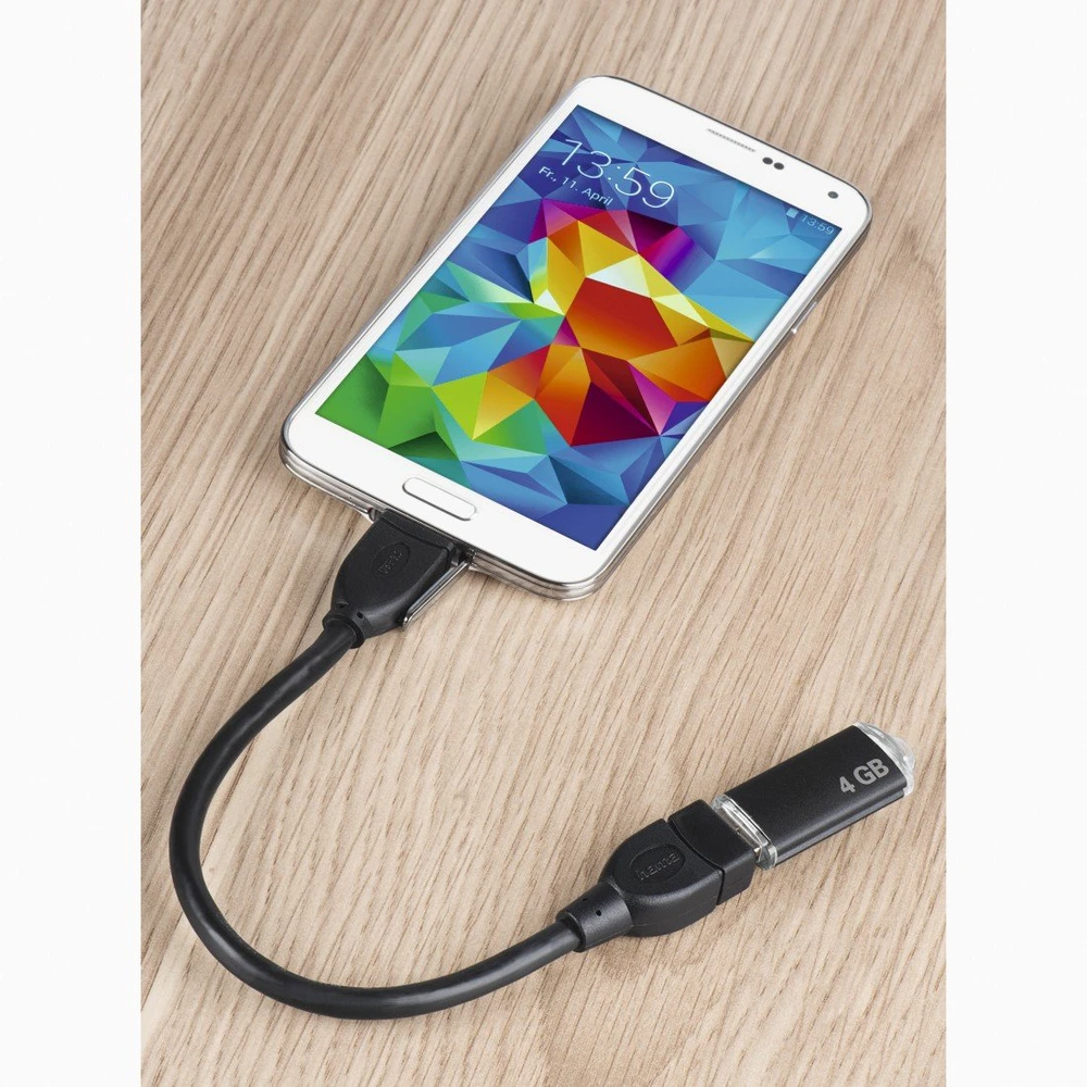 HAMA USB OTG CABLE GN A / B MICRO WT 15 CM Juodas
