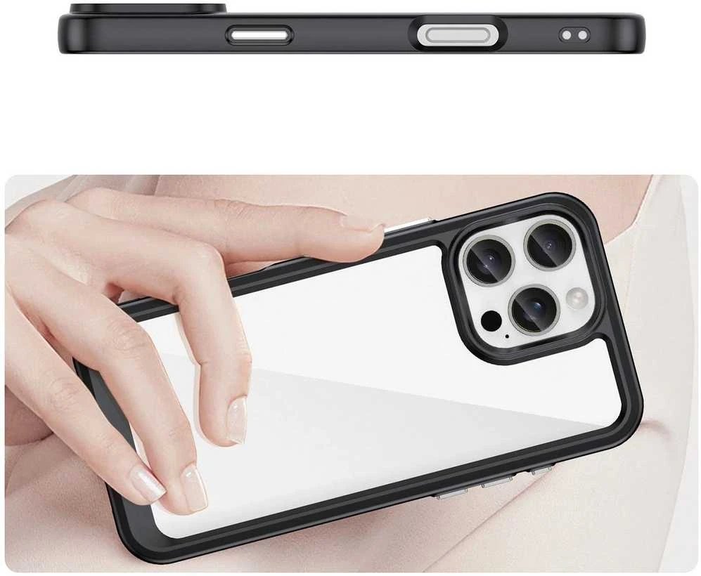 Hurtel Outer Space Gel Frame Apple iPhone 16 Pro – dėklas telefonui juodos spalvos