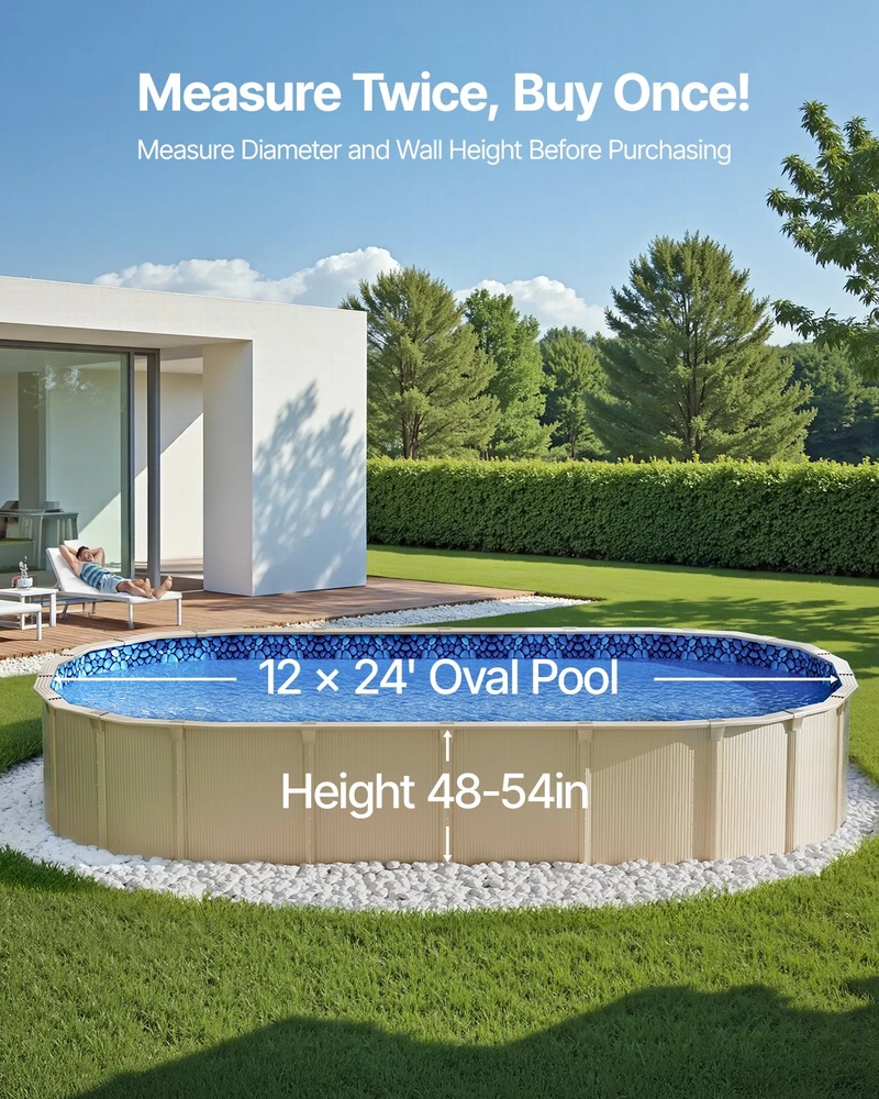 VEVOR Ovalaus baseino danga 12x24ft su perdangomis