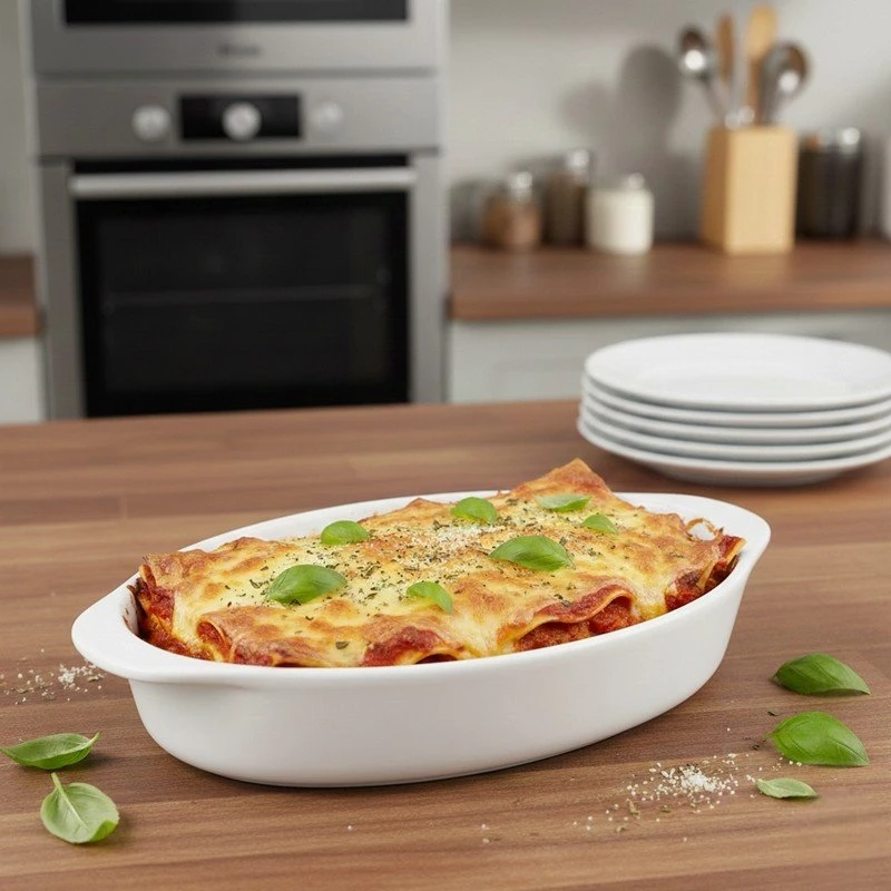 Alpina - Ceramic Oven-Resistant Baking Dish, Oval, 27x17x5.3 cm (Baltas)