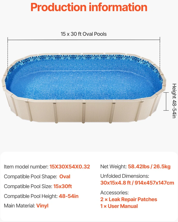 VEVOR Ovalios formos baseino įdėklas 15x30 pėdų