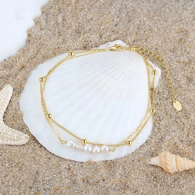 Kojos grandinėlė Pearl Gold