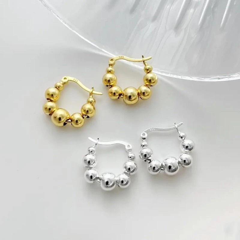 Sidabriniai auskarai Bubble Gold