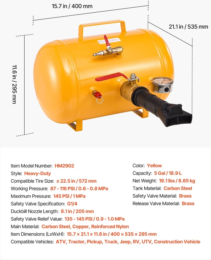 VEVOR Įrankis padangų korpusui montuoti, 18.9 L