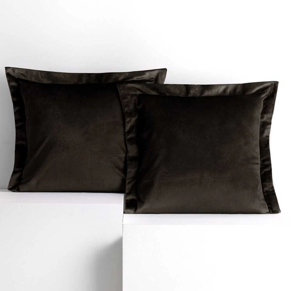 AmeliaHome Pagalvių užvalkalai aksominiai 45×45 tamsiai rudi