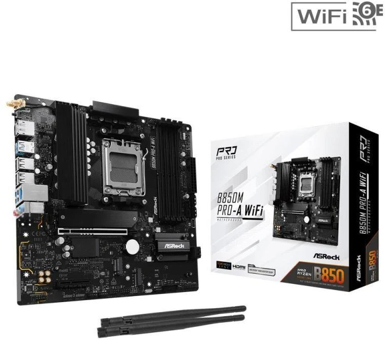 Ausinės Pagrindinė plokštė ASRock B850M Pro-A WiFi