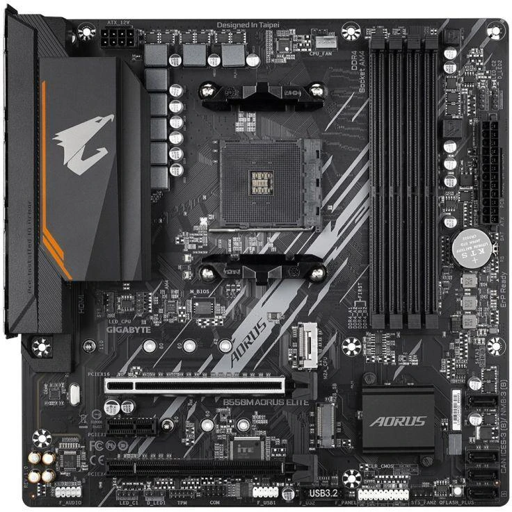 Pagrindinė plokštė Gigabyte B550M AORUS Elite/AM4/Micro-ATX/Memory DDR4/Atminties lizdai 4/1xPCI-Express 3.0 1x/1xPCI-Express 3.0 4x/1xPCI-Express 4.0 16x/2xM.2/1xDVI-D/1xHDMI/2xAudio-In/1xAudio-Out/4xUSB 2.0/4xUSB 3.2/1xPS/2/1xRJ45