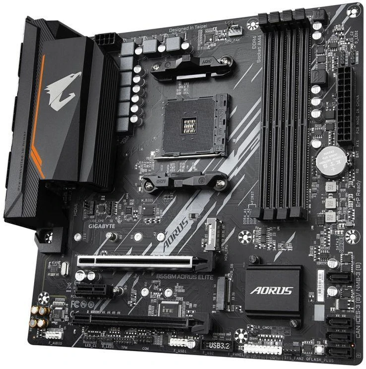 Pagrindinė plokštė Gigabyte B550M AORUS Elite/AM4/Micro-ATX/Memory DDR4/Atminties lizdai 4/1xPCI-Express 3.0 1x/1xPCI-Express 3.0 4x/1xPCI-Express 4.0 16x/2xM.2/1xDVI-D/1xHDMI/2xAudio-In/1xAudio-Out/4xUSB 2.0/4xUSB 3.2/1xPS/2/1xRJ45