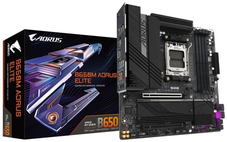 Ausinės Pagrindinė plokštė Gigabyte B650M AORUS ELITE (B650, AM5, mATX, DDR5)