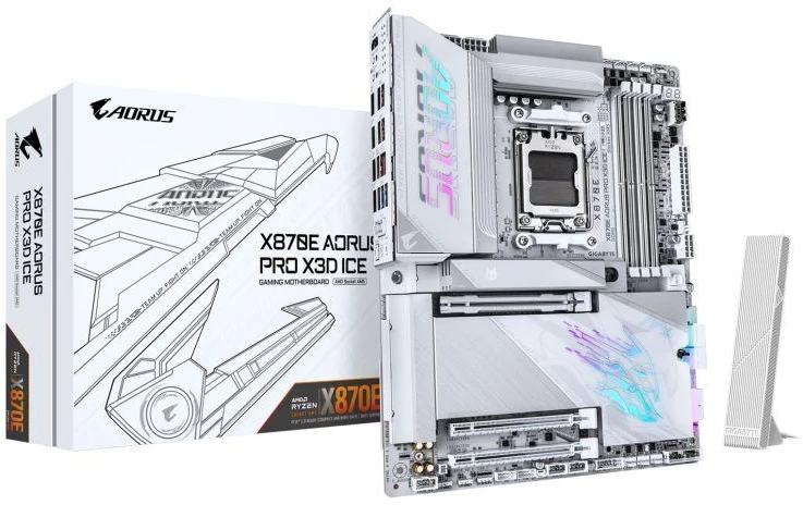 Pagrindinė plokštė GIGABYTE X870E AORUS PRO X3D ICE AMD X870E lizdas AM5 ATX