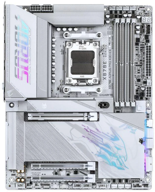 Pagrindinė plokštė GIGABYTE X870E AORUS PRO X3D ICE AMD X870E lizdas AM5 ATX